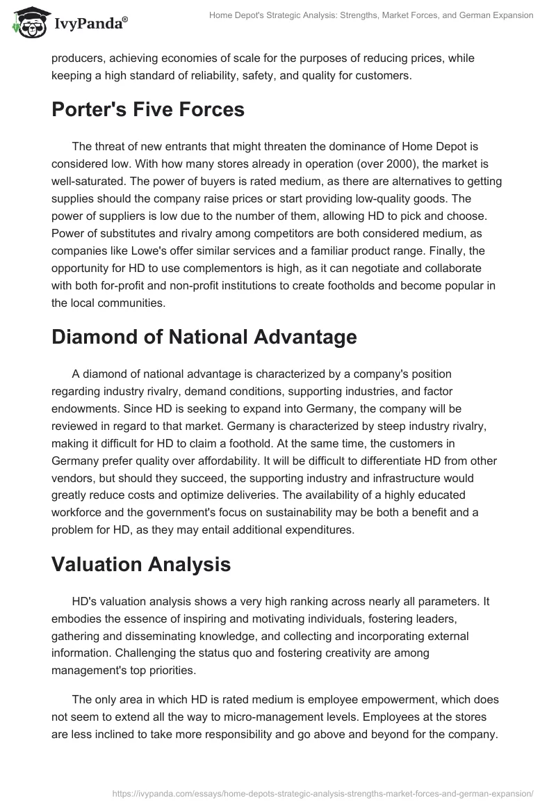 Home Depot's Strategic Analysis: Strengths, Market Forces, and German Expansion. Page 2