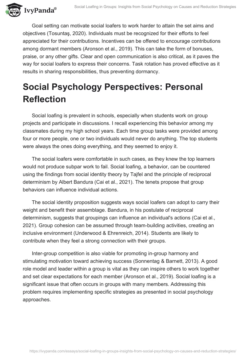 Social Loafing in Groups: Insights from Social Psychology on Causes and Reduction Strategies. Page 2