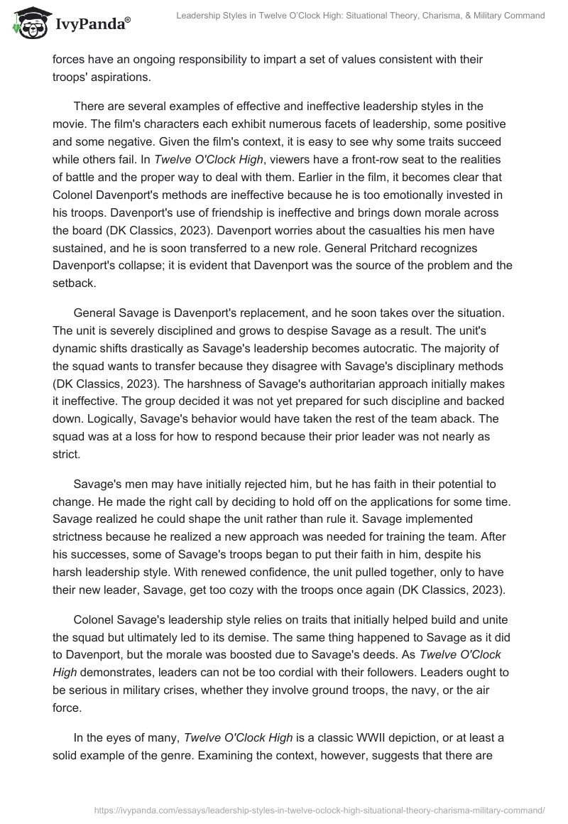 Leadership Styles in Twelve O’Clock High: Situational Theory, Charisma, & Military Command. Page 2