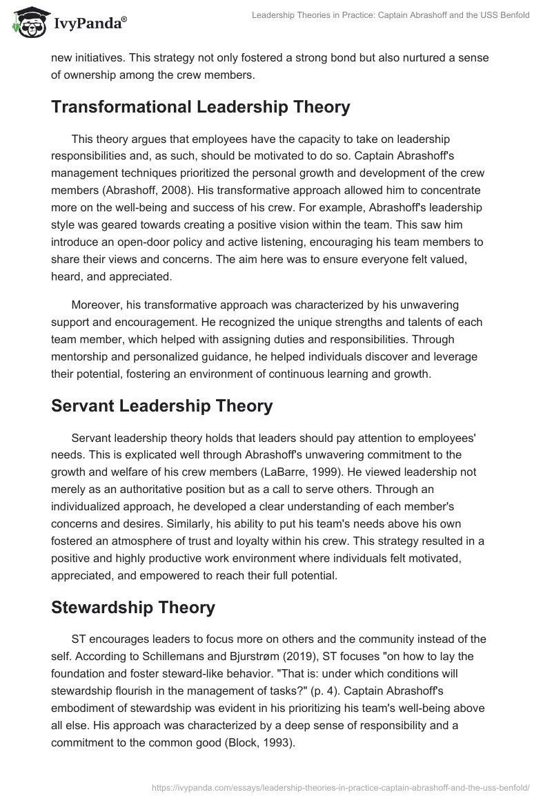 Leadership Theories in Practice: Captain Abrashoff and the USS Benfold. Page 2