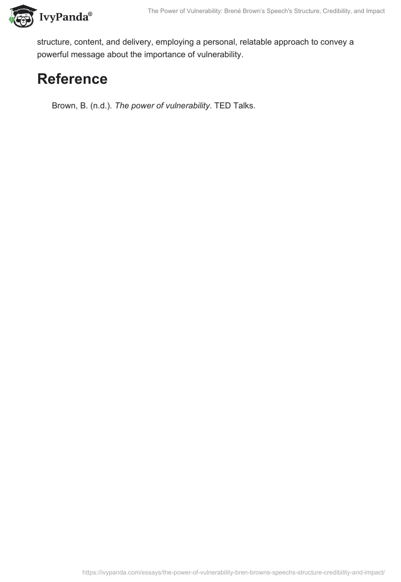"The Power of Vulnerability": Brené Brown’s Speech's Structure, Credibility, and Impact. Page 2