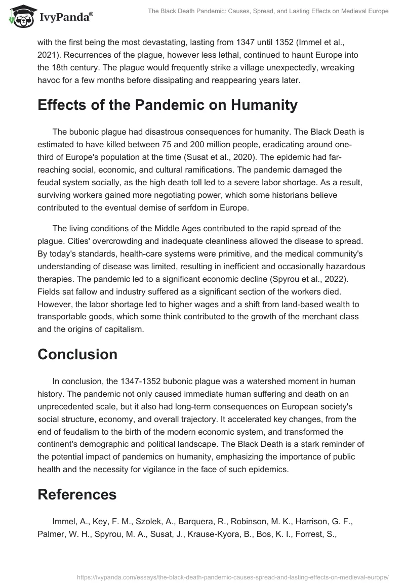 The Black Death Pandemic: Causes, Spread, and Lasting Effects on Medieval Europe. Page 2