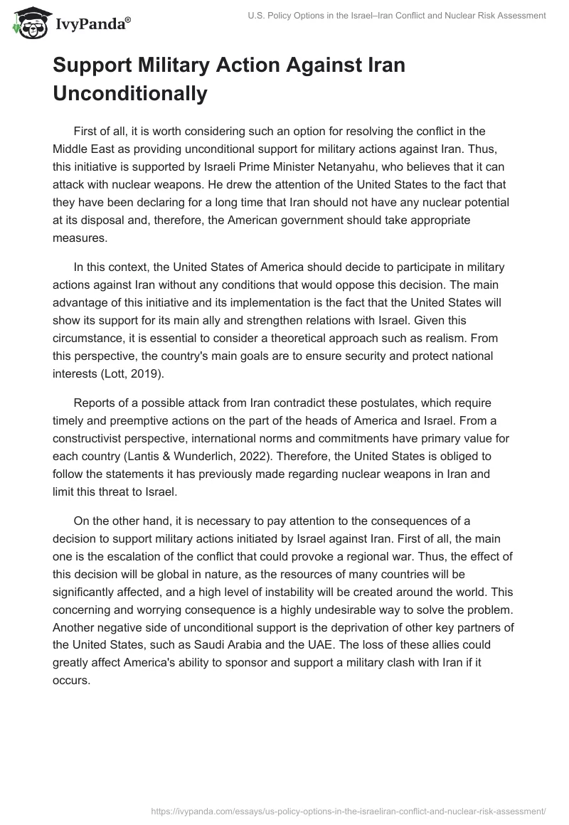 U.S. Policy Options in the Israel–Iran Conflict and Nuclear Risk Assessment. Page 2