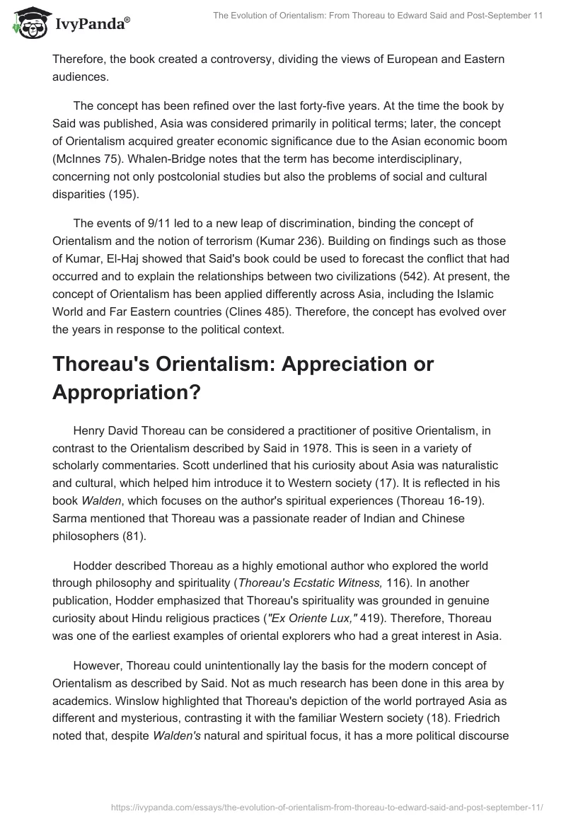 The Evolution of Orientalism: From Thoreau to Edward Said and Post-September 11. Page 2