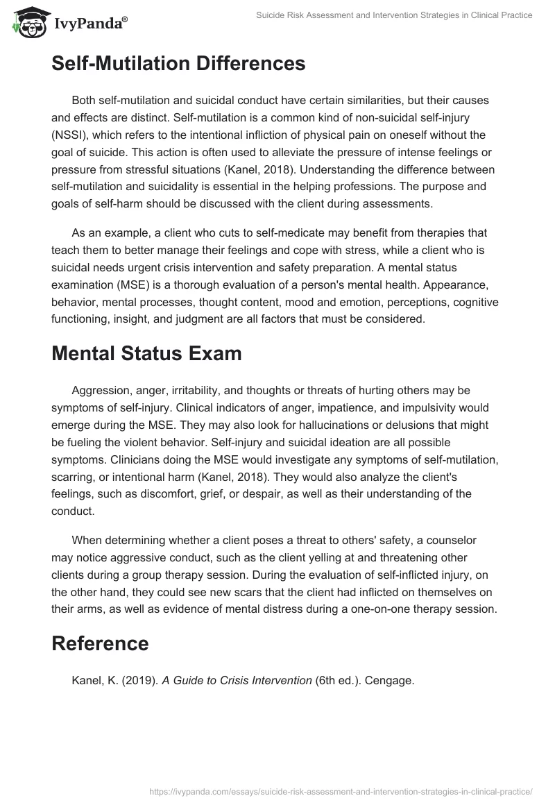 Suicide Risk Assessment and Intervention Strategies in Clinical Practice. Page 2