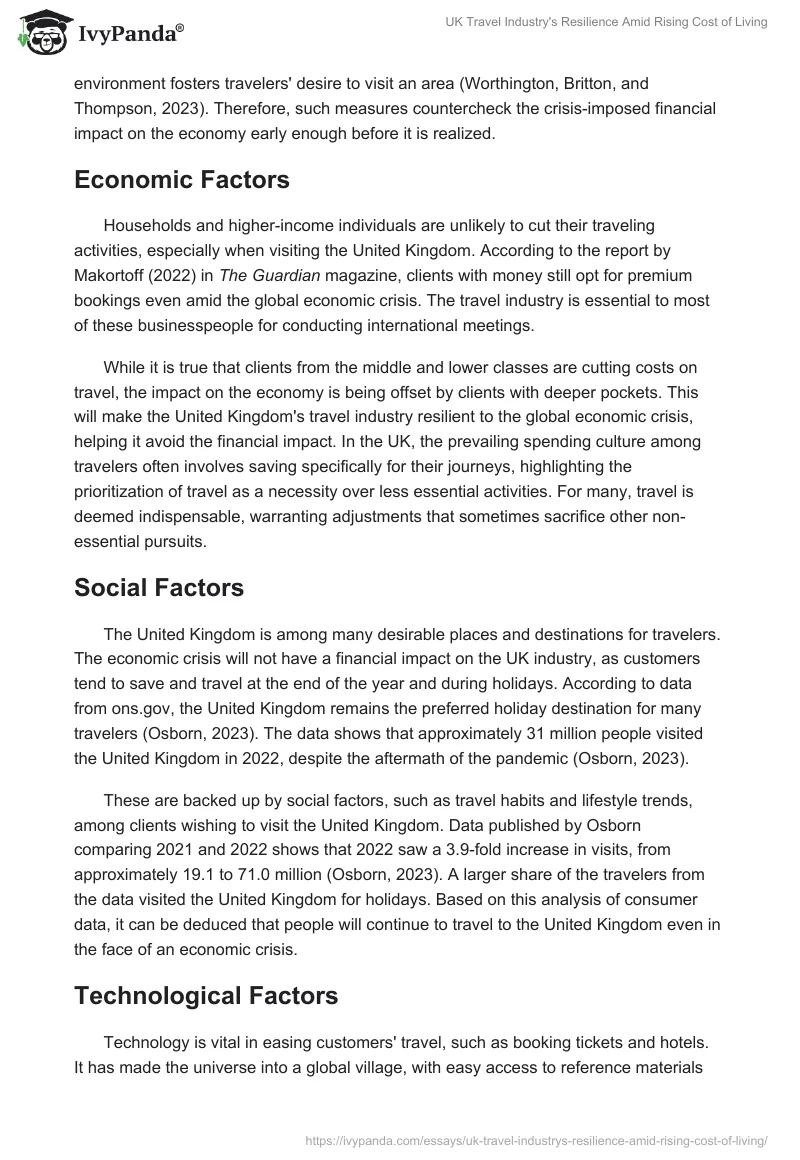 UK Travel Industry's Resilience Amid Rising Cost of Living. Page 2