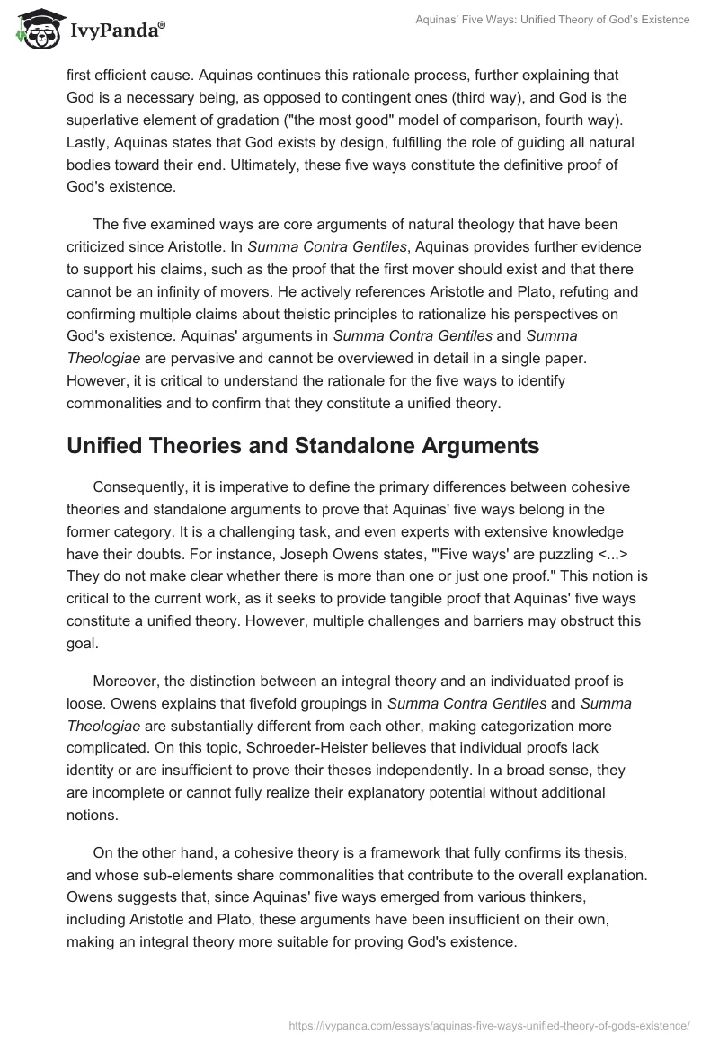 Aquinas’ Five Ways: Unified Theory of God’s Existence. Page 2
