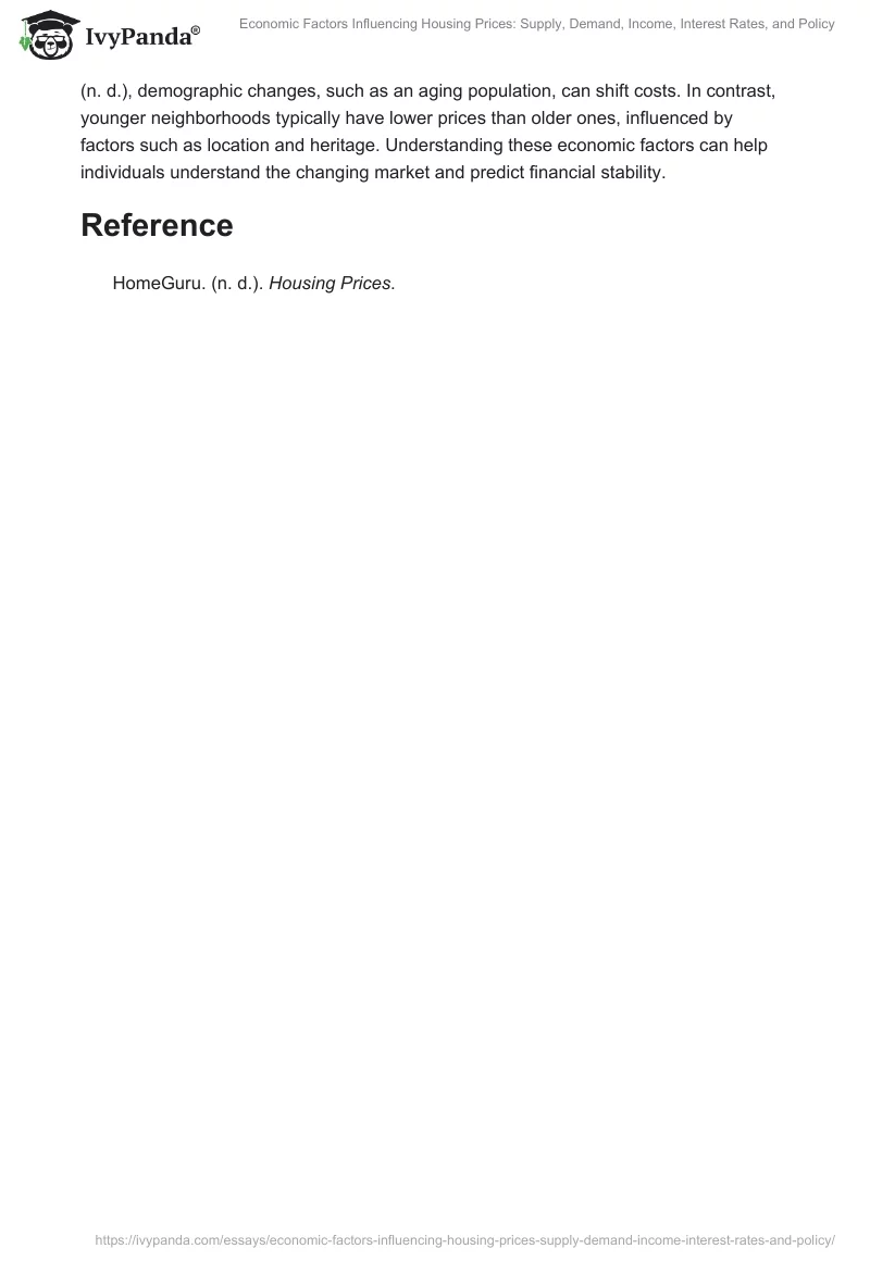 Economic Factors Influencing Housing Prices: Supply, Demand, Income, Interest Rates, and Policy. Page 2