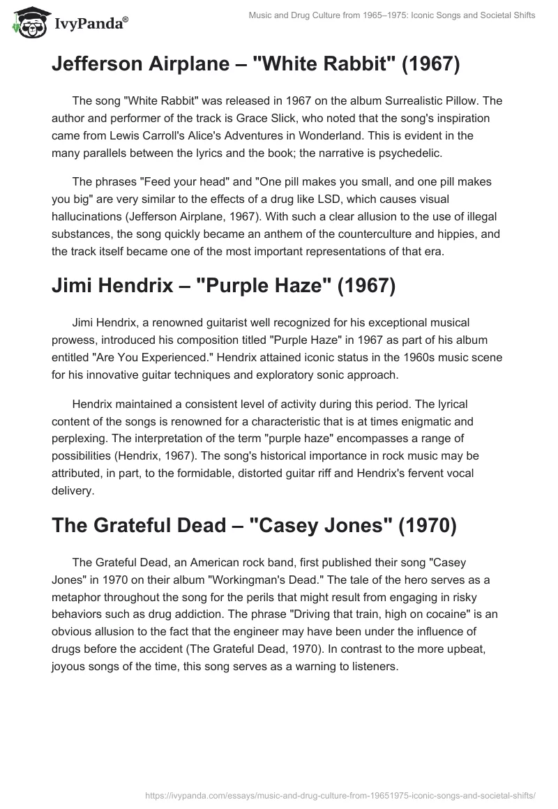 Music and Drug Culture from 1965–1975: Iconic Songs and Societal Shifts. Page 2
