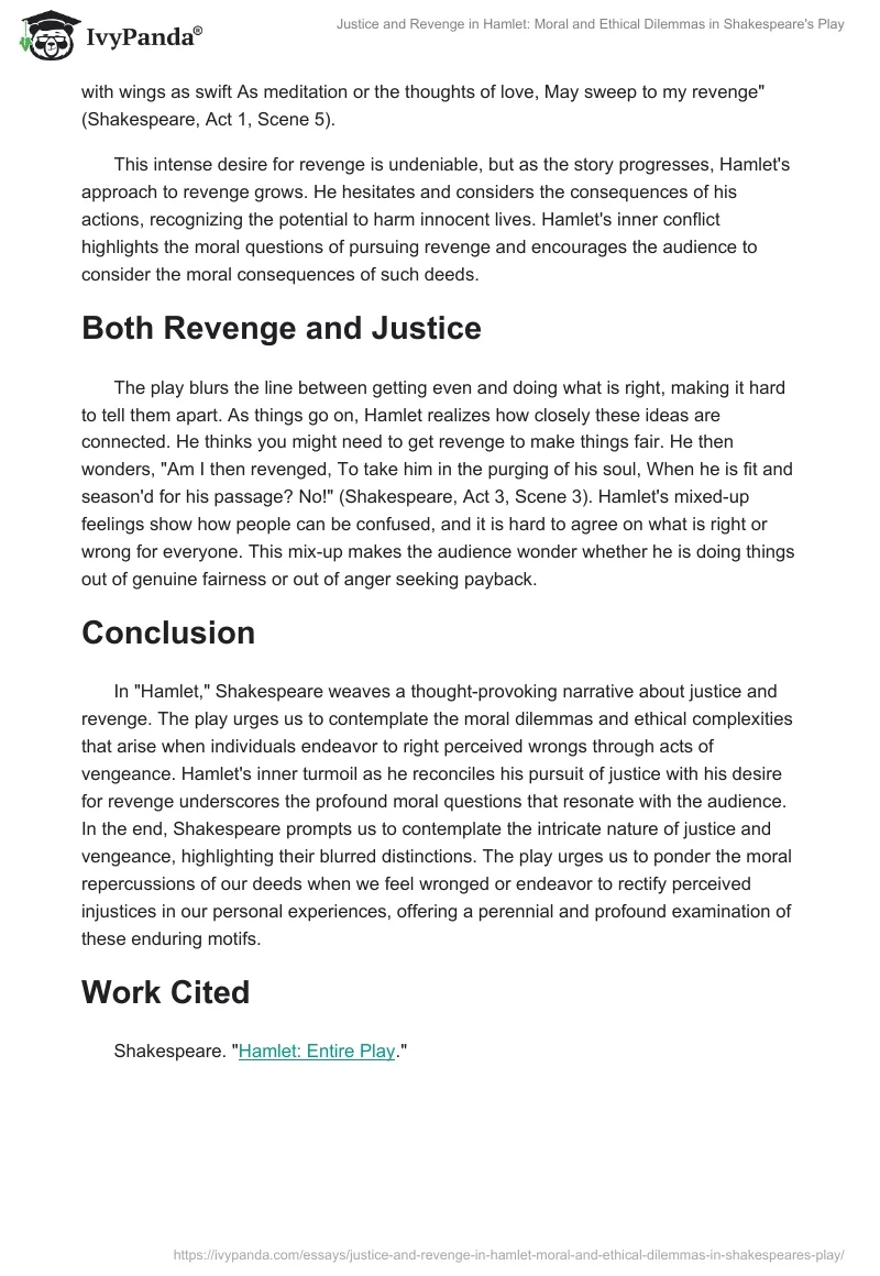 Justice and Revenge in Hamlet: Moral and Ethical Dilemmas in Shakespeare's Play. Page 2