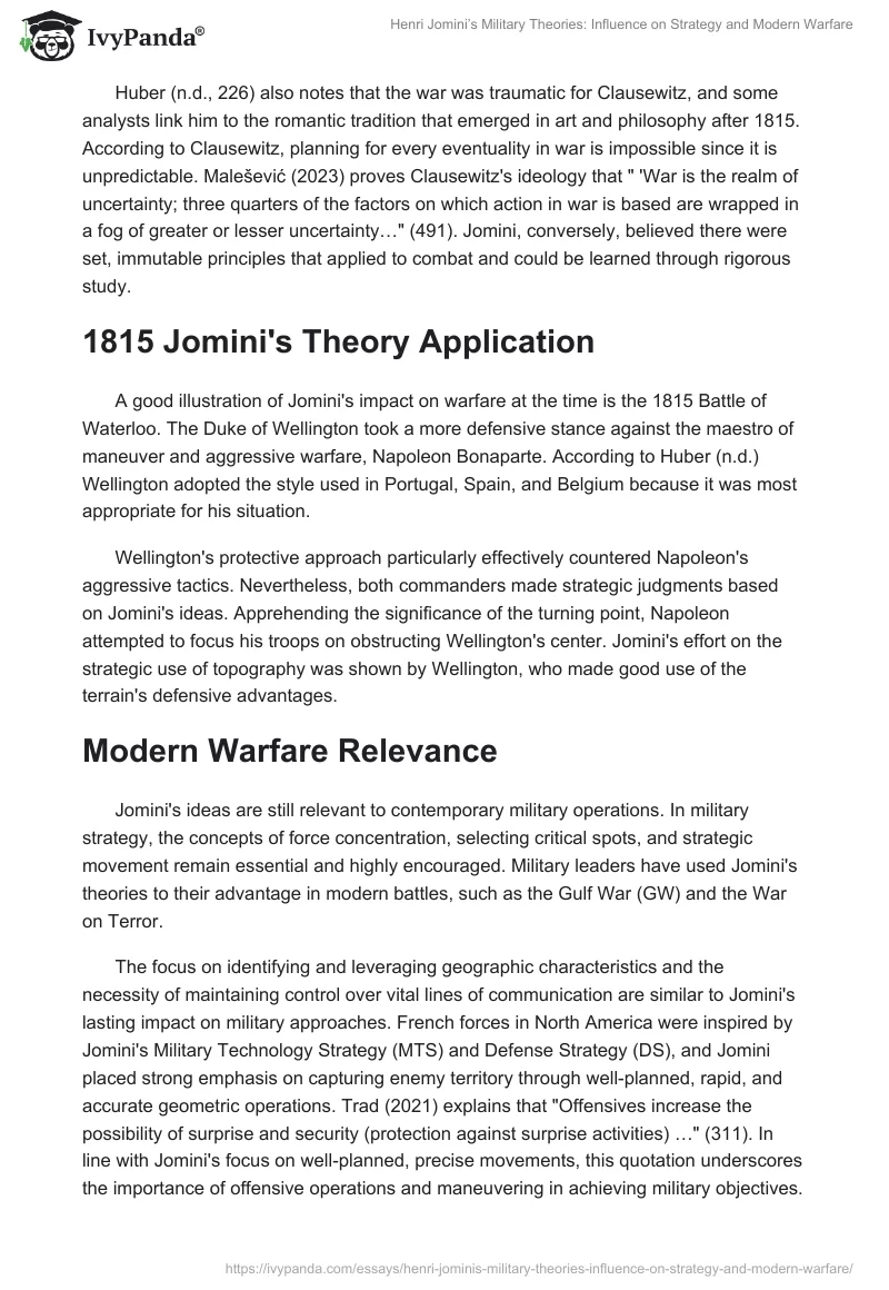 Henri Jomini’s Military Theories: Influence on Strategy and Modern Warfare. Page 2