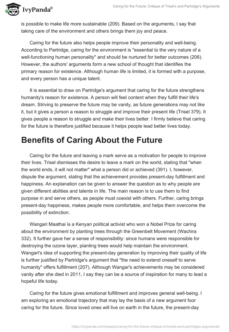 Caring for the Future: Critique of Trisel’s and Partridge’s Arguments. Page 2