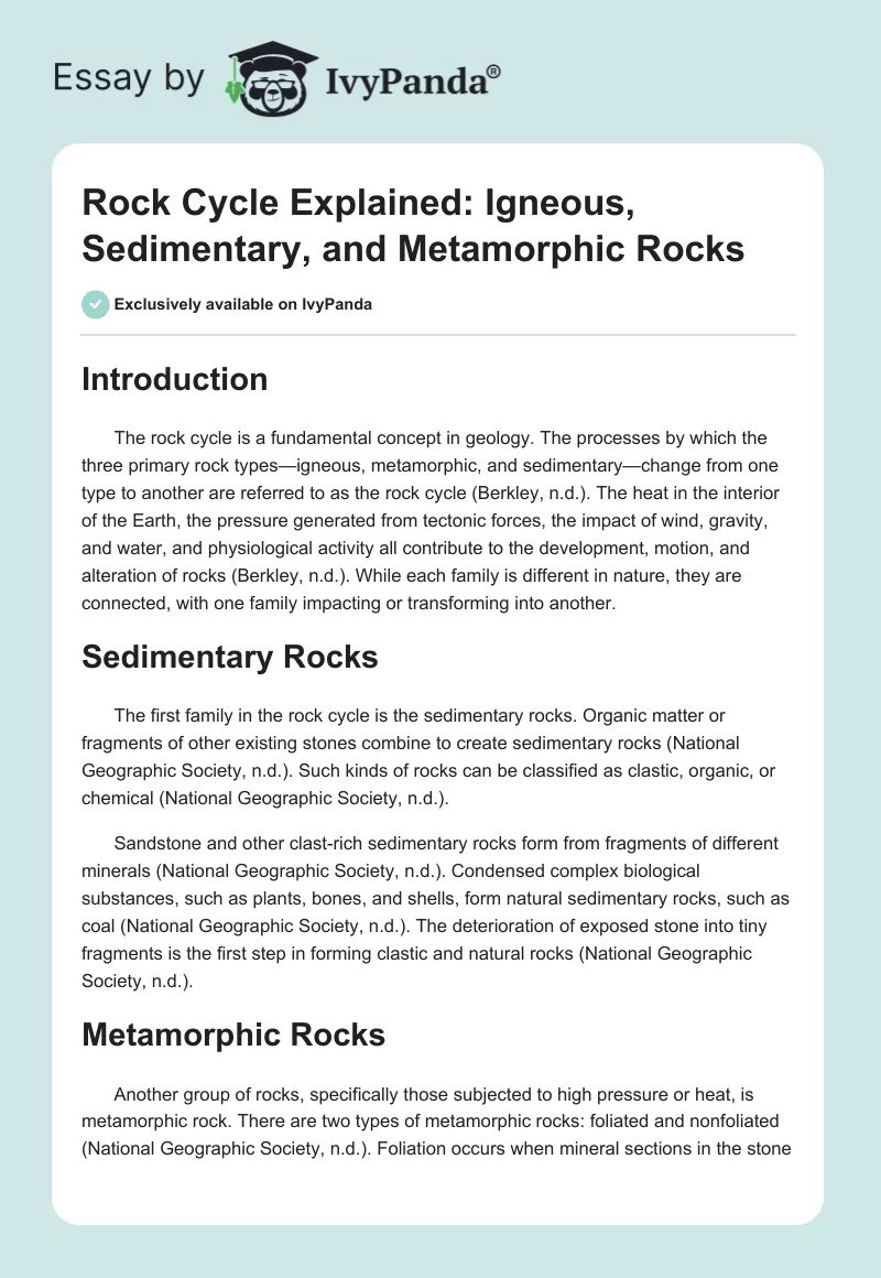 Rock Cycle Explained: Igneous, Sedimentary, and Metamorphic Rocks. Page 1