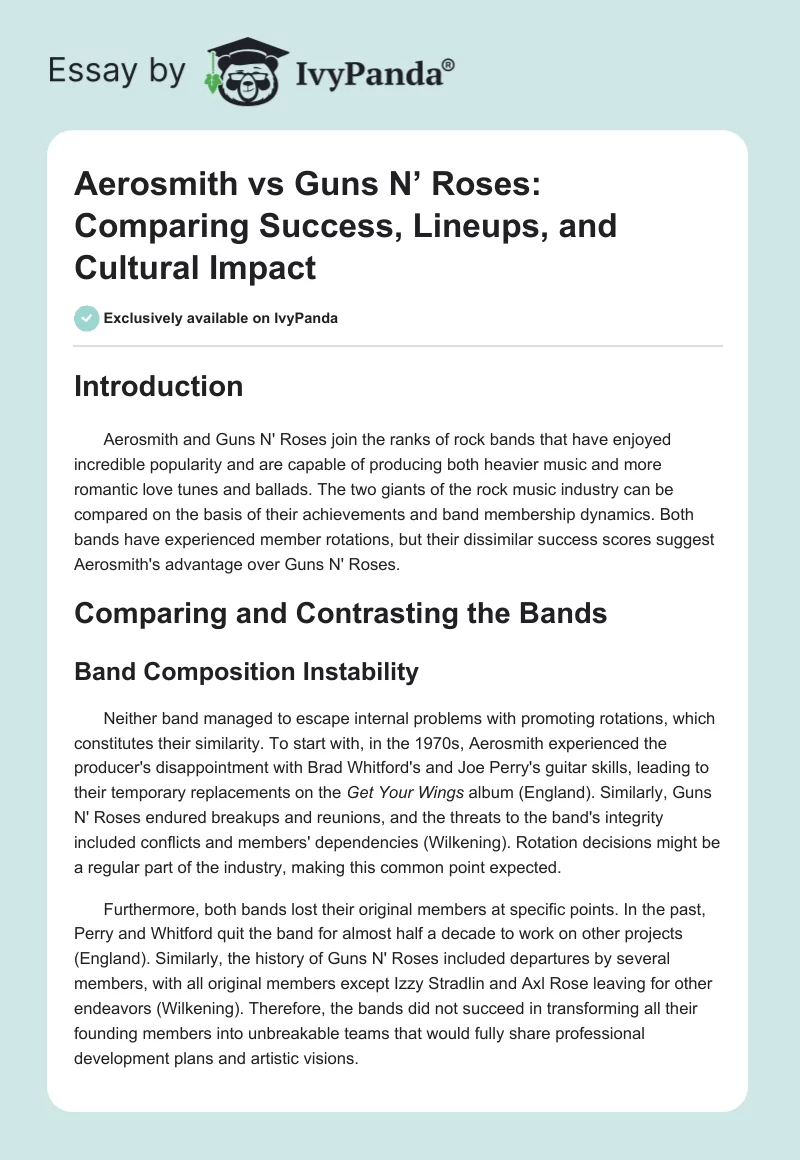 Aerosmith vs Guns N’ Roses: Comparing Success, Lineups, and Cultural Impact. Page 1