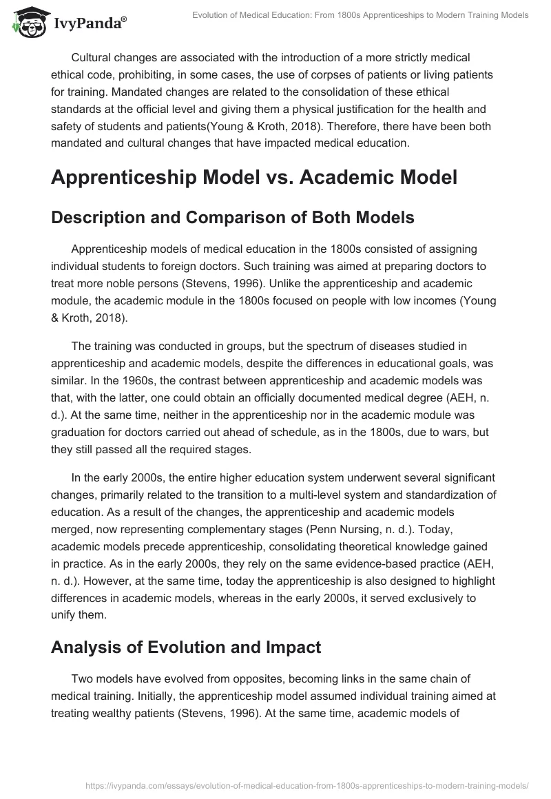 Evolution of Medical Education: From 1800s Apprenticeships to Modern Training Models. Page 2