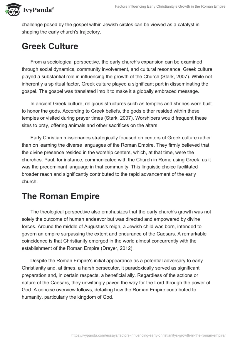 Factors Influencing Early Christianity’s Growth in the Roman Empire. Page 2