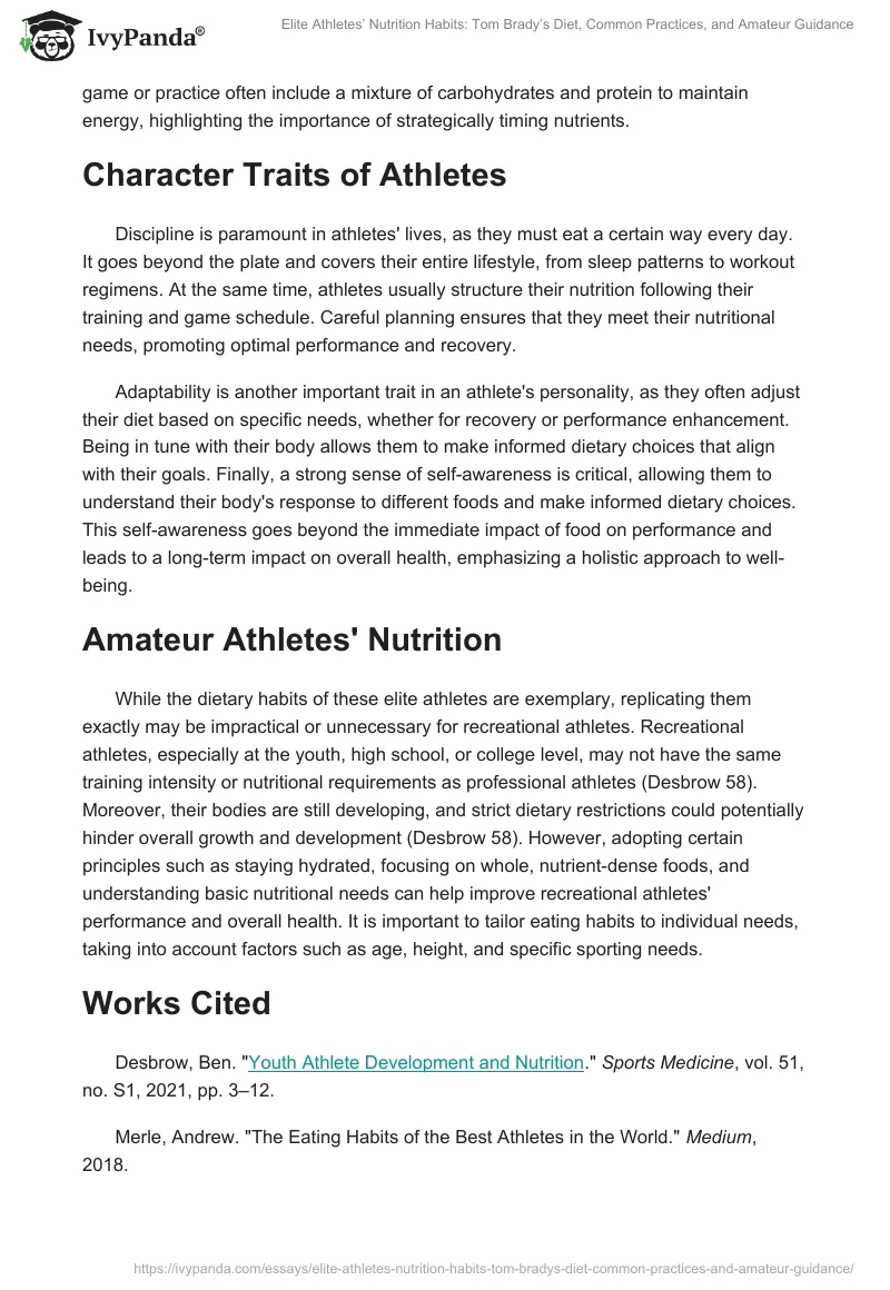 Elite Athletes’ Nutrition Habits: Tom Brady’s Diet, Common Practices, and Amateur Guidance. Page 2