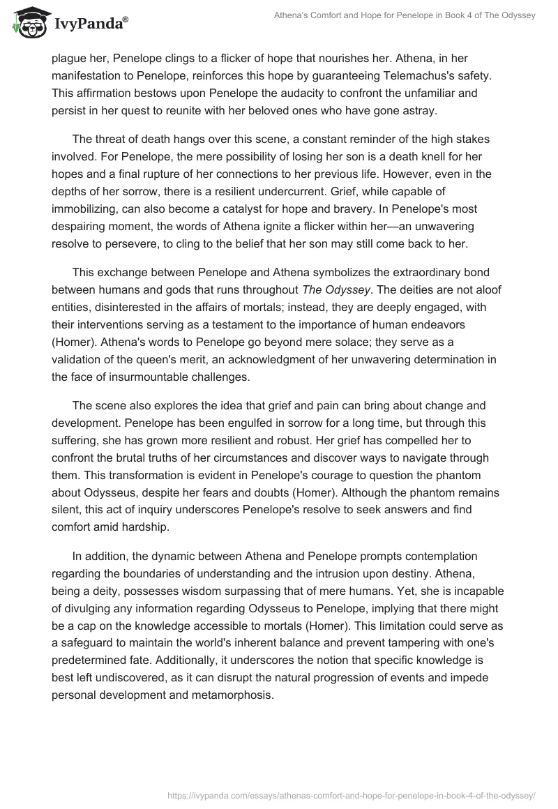 Athena’s Comfort and Hope for Penelope in Book 4 of The Odyssey. Page 2