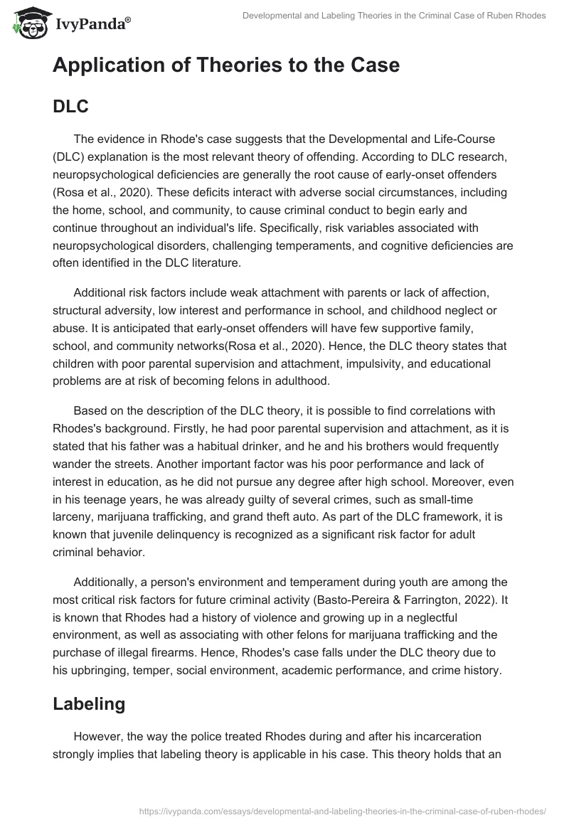 Developmental and Labeling Theories in the Criminal Case of Ruben Rhodes. Page 2