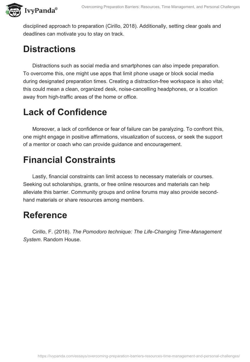 Overcoming Preparation Barriers: Resources, Time Management, and Personal Challenges. Page 2