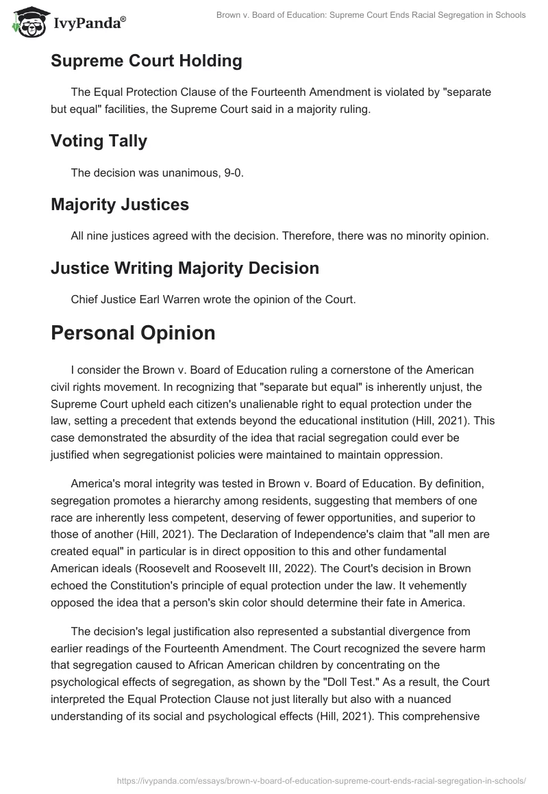 Brown v. Board of Education: Supreme Court Ends Racial Segregation in Schools. Page 2