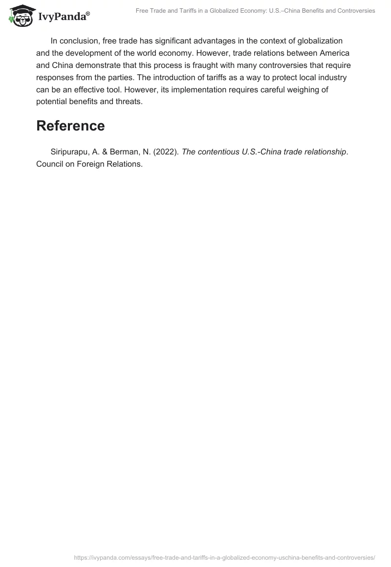 Free Trade and Tariffs in a Globalized Economy: U.S.–China Benefits and Controversies. Page 2