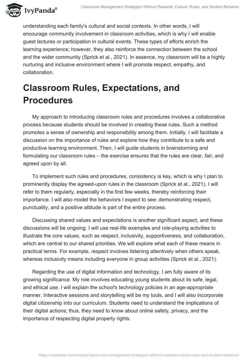 Classroom Management Strategies Without Rewards: Culture, Rules, and Student Behavior. Page 2