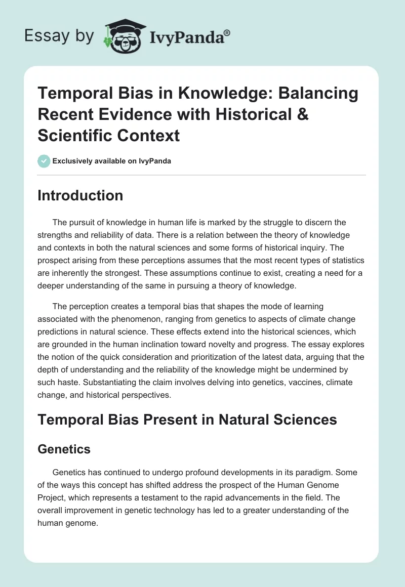 Temporal Bias in Knowledge: Balancing Recent Evidence with Historical & Scientific Context. Page 1