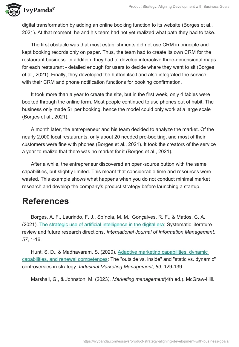 Product Strategy: Aligning Development with Business Goals. Page 2