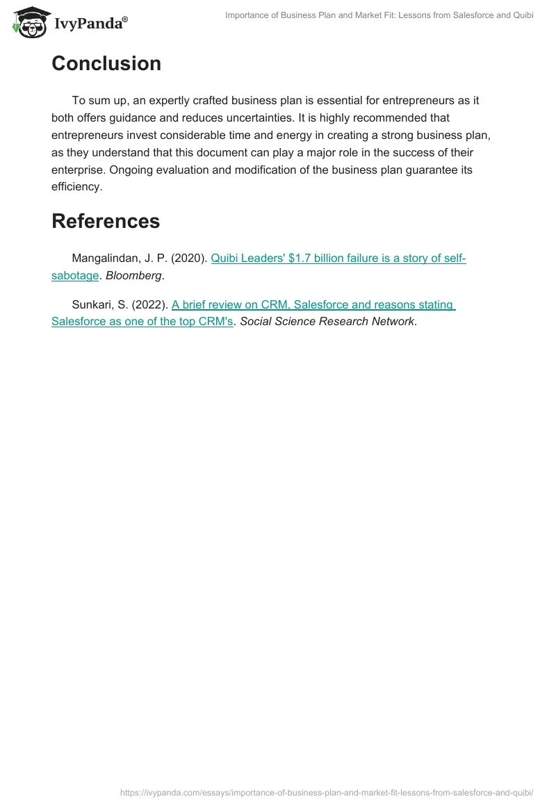 Importance of Business Plan and Market Fit: Lessons from Salesforce and Quibi. Page 2