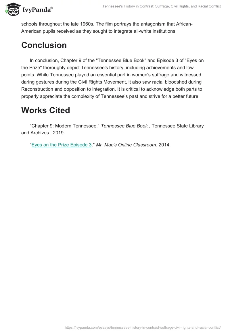 Tennessee's History in Contrast: Suffrage, Civil Rights, and Racial Conflict. Page 2
