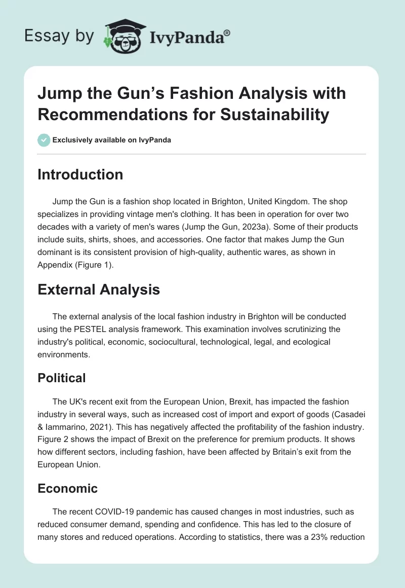 Jump the Gun’s Fashion Analysis with Recommendations for Sustainability. Page 1