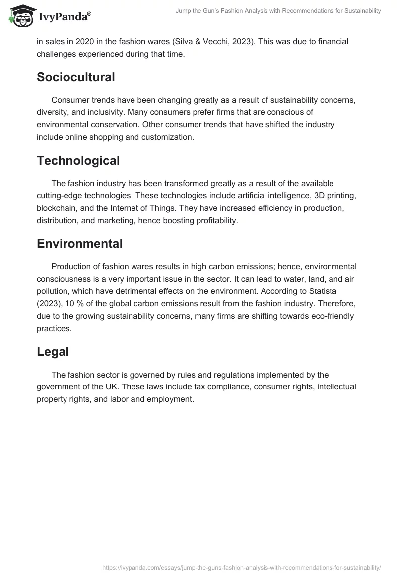 Jump the Gun’s Fashion Analysis with Recommendations for Sustainability. Page 2