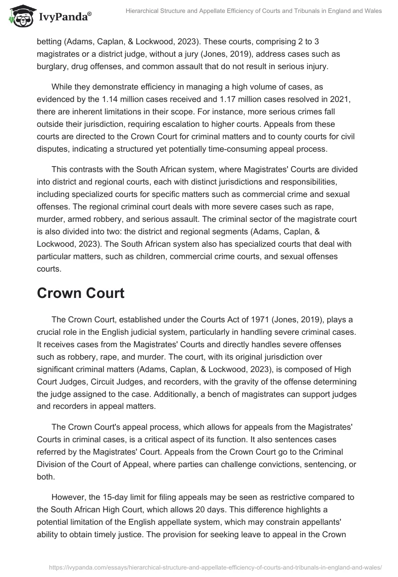 Hierarchical Structure and Appellate Efficiency of Courts and Tribunals in England and Wales. Page 2