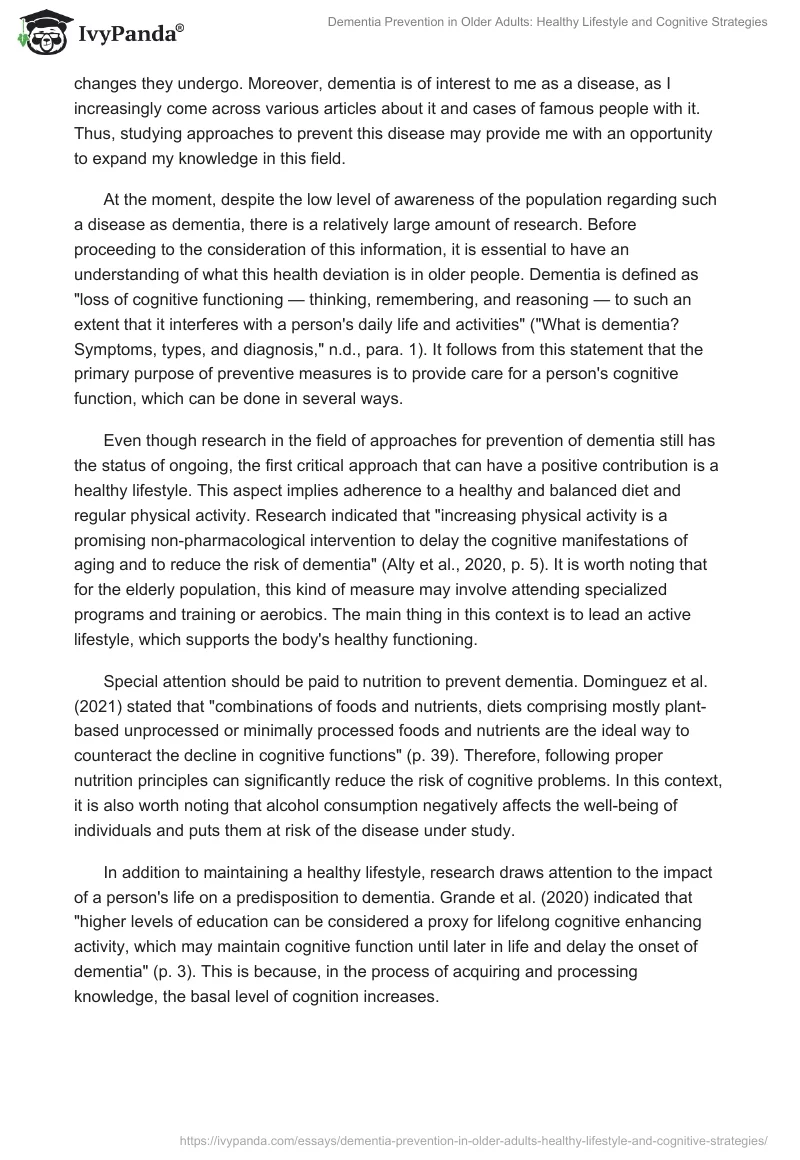 Dementia Prevention in Older Adults: Healthy Lifestyle and Cognitive Strategies. Page 2