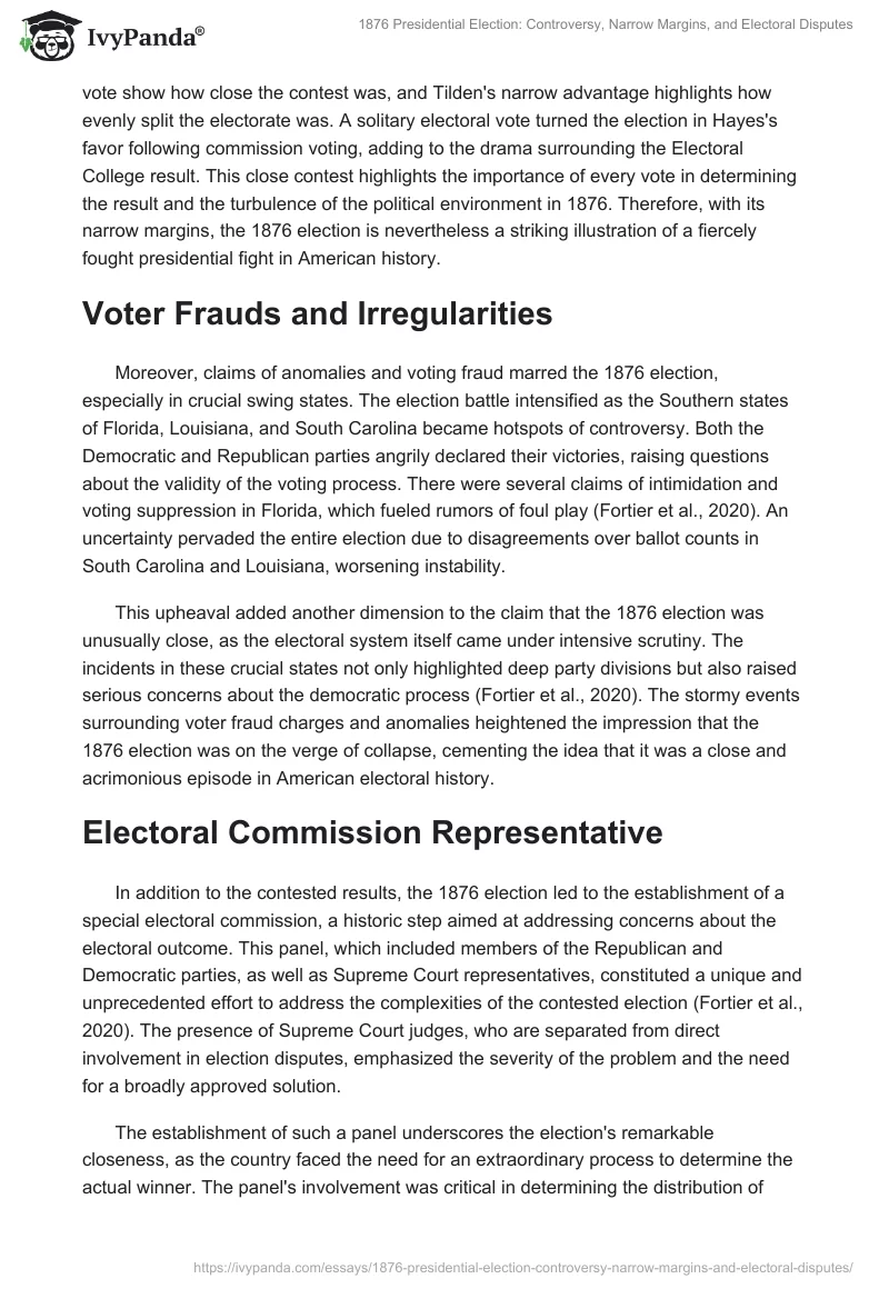 1876 Presidential Election: Controversy, Narrow Margins, and Electoral Disputes. Page 2