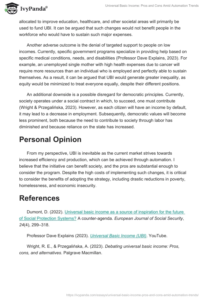 Universal Basic Income: Pros and Cons Amid Automation Trends. Page 2