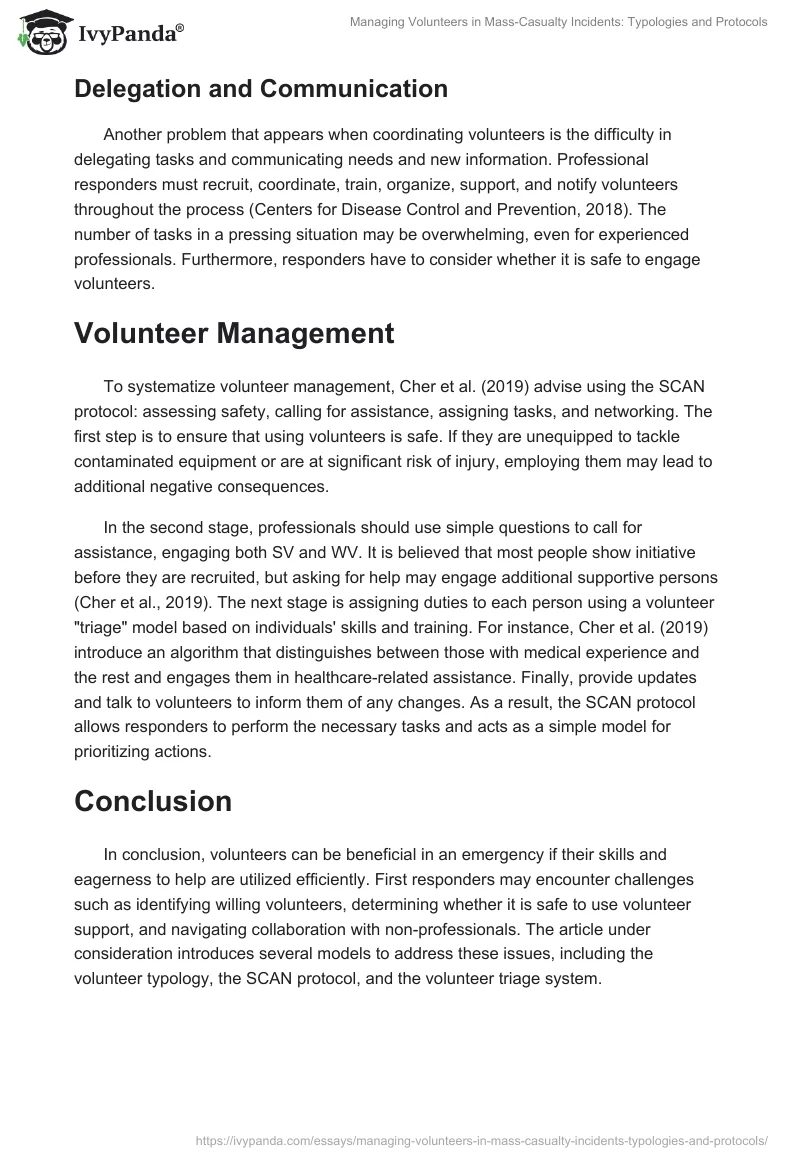 Managing Volunteers in Mass-Casualty Incidents: Typologies and Protocols. Page 2