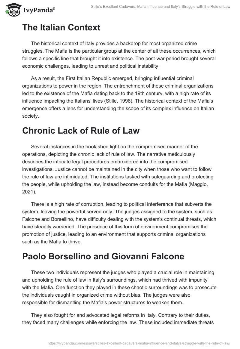 Stille’s Excellent Cadavers: Mafia Influence and Italy’s Struggle with the Rule of Law. Page 2