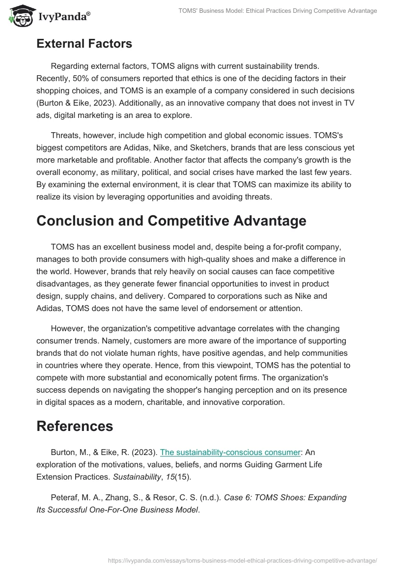 TOMS' Business Model: Ethical Practices Driving Competitive Advantage. Page 2