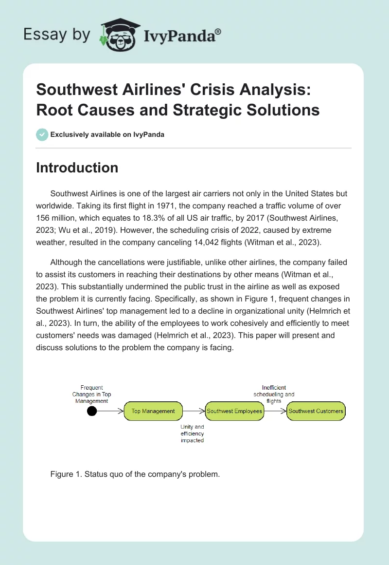 Southwest Airlines' Crisis Analysis: Root Causes and Strategic Solutions. Page 1
