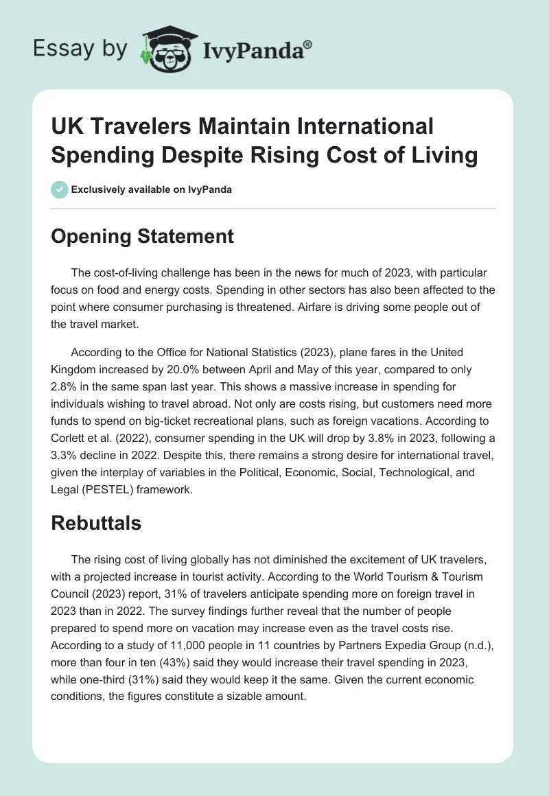 UK Travelers Maintain International Spending Despite Rising Cost of Living. Page 1
