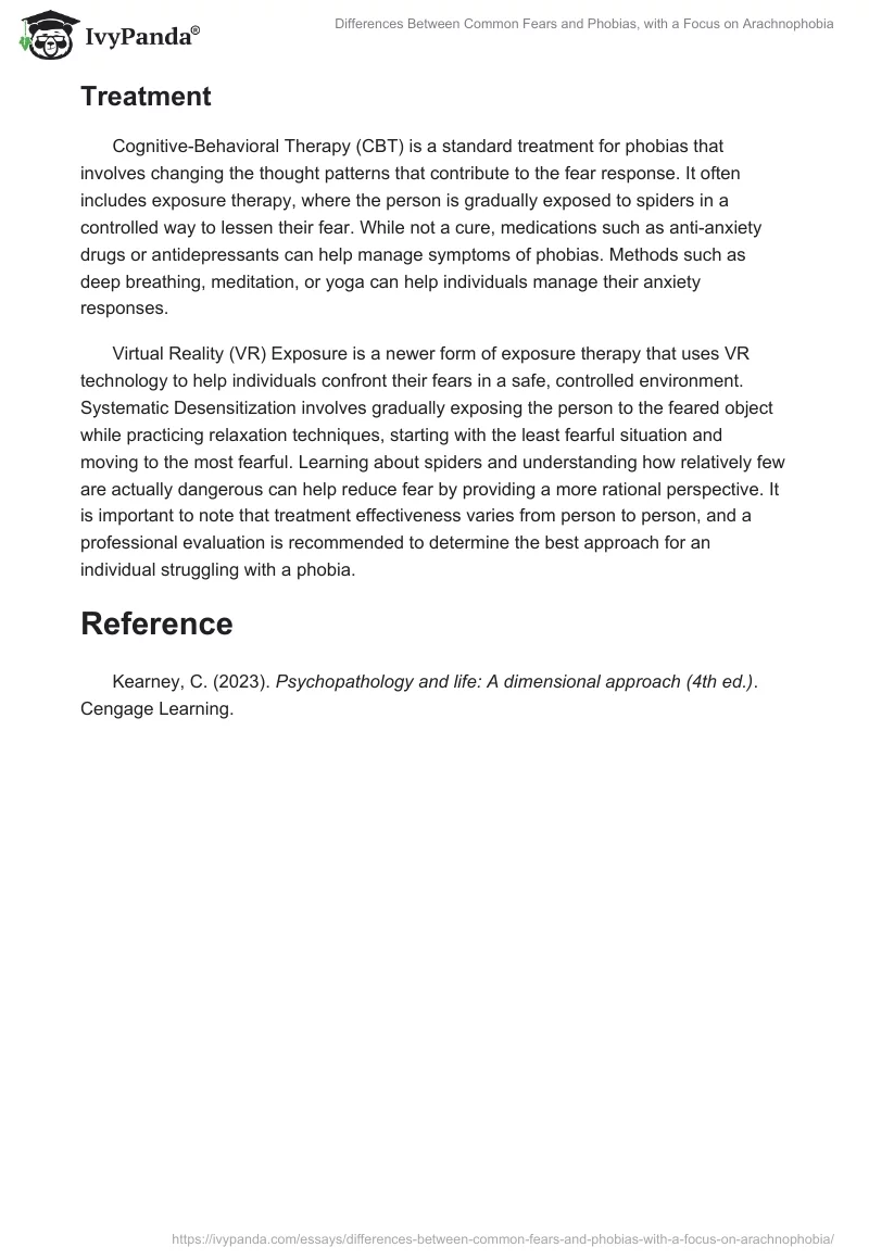 Differences Between Common Fears and Phobias, with a Focus on Arachnophobia. Page 2
