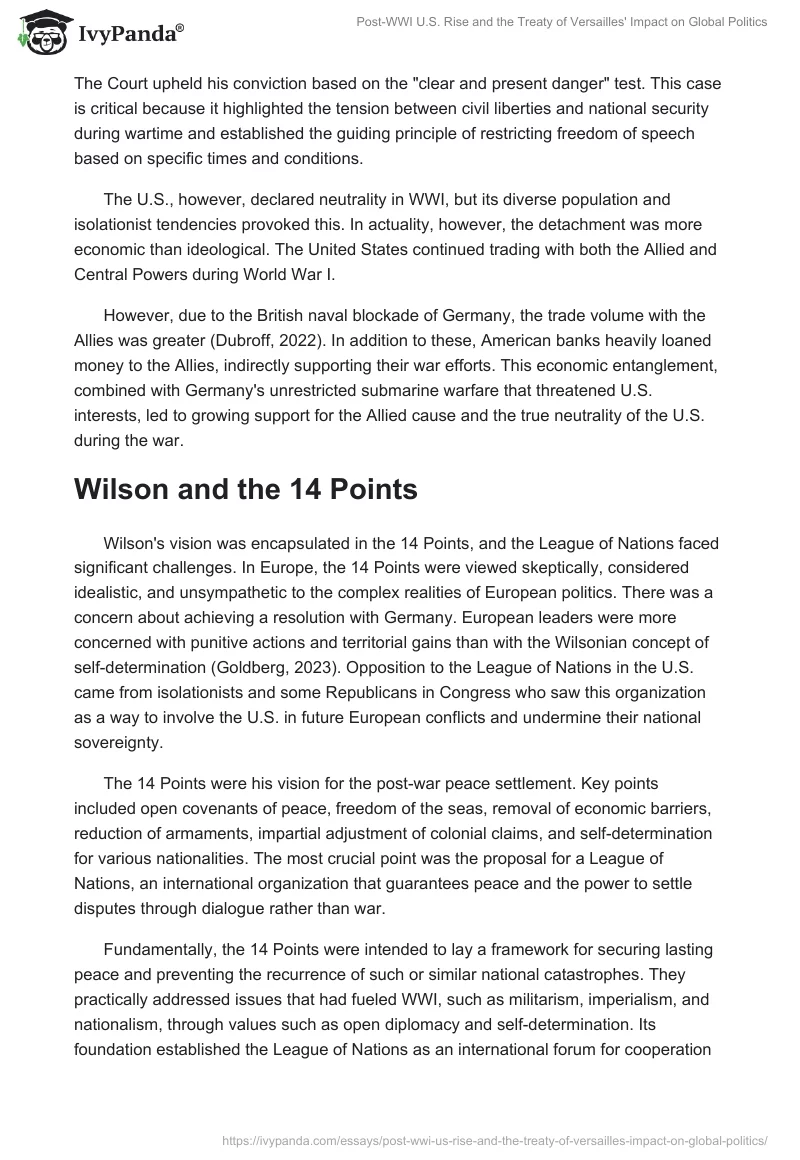 Post-WWI U.S. Rise and the Treaty of Versailles' Impact on Global Politics. Page 2