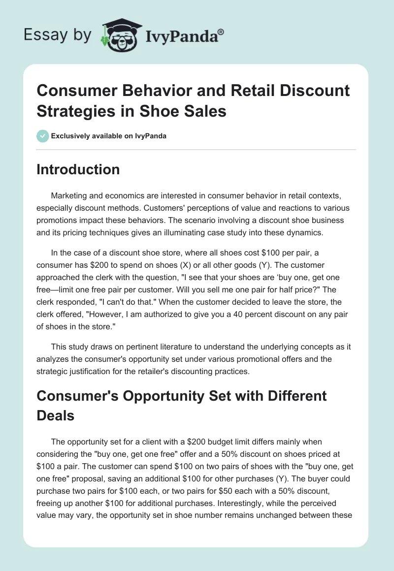Consumer Behavior and Retail Discount Strategies in Shoe Sales. Page 1