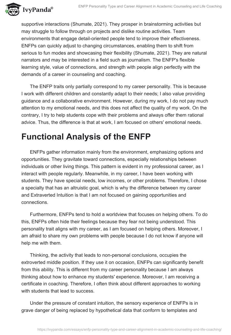 ENFP Personality Type and Career Alignment in Academic Counseling and Life Coaching. Page 2