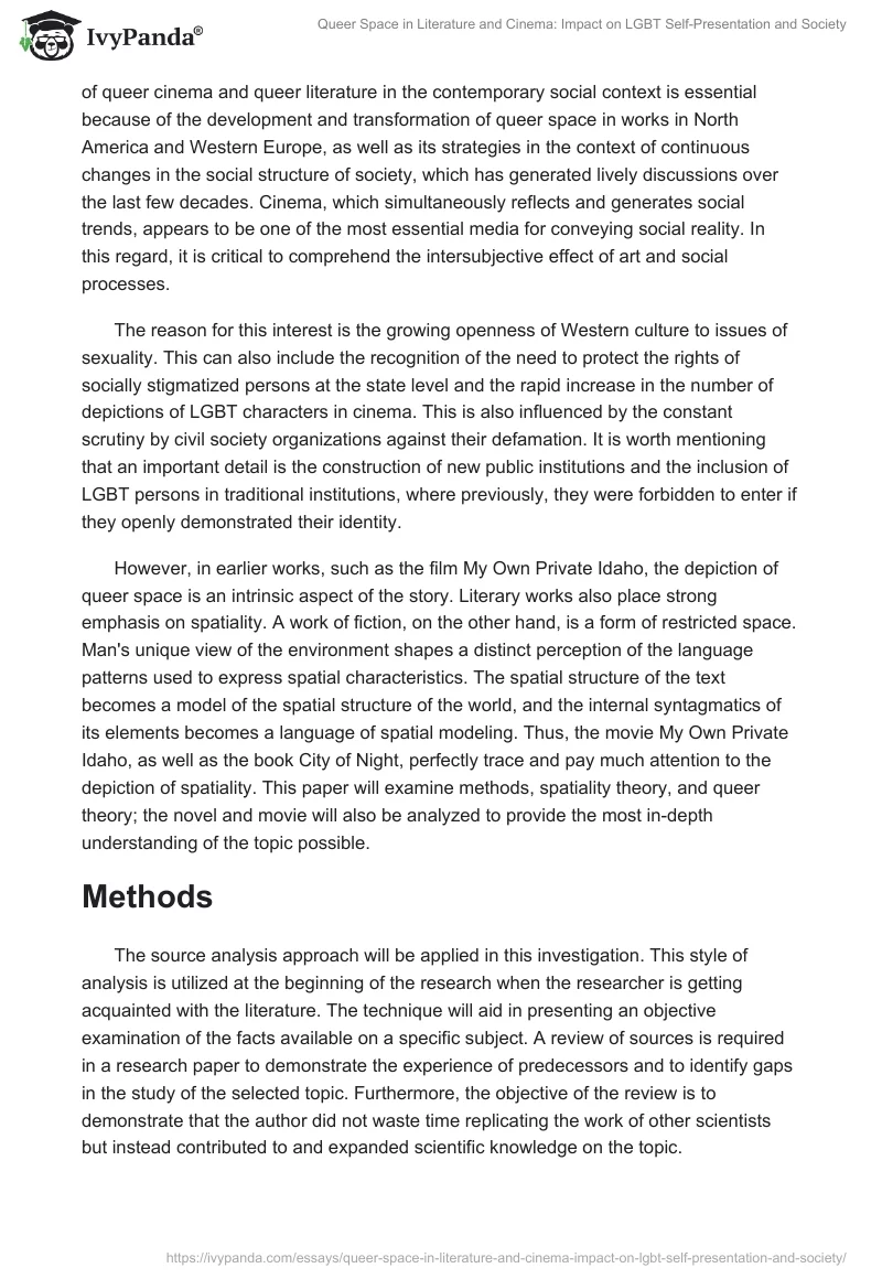 Queer Space in Literature and Cinema: Impact on LGBT Self-Presentation and Society. Page 2