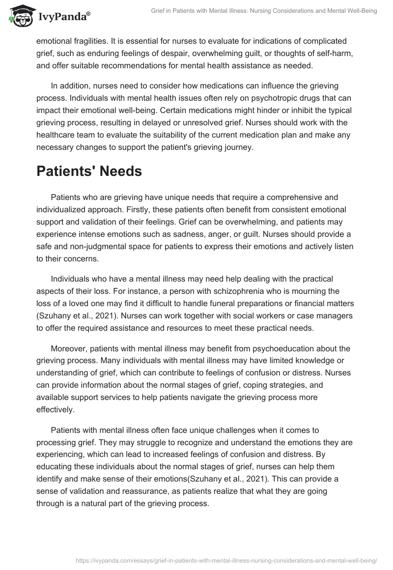 Grief in Patients with Mental Illness: Nursing Considerations and Mental Well-Being. Page 2