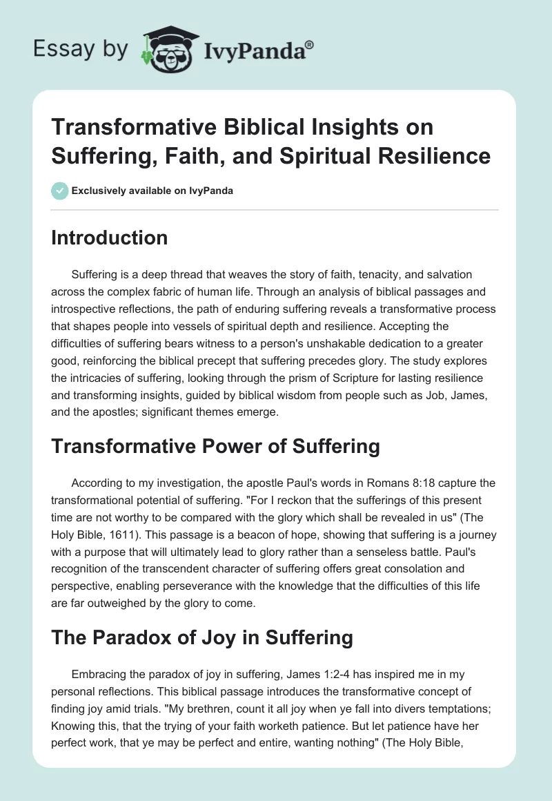 Transformative Biblical Insights on Suffering, Faith, and Spiritual Resilience. Page 1