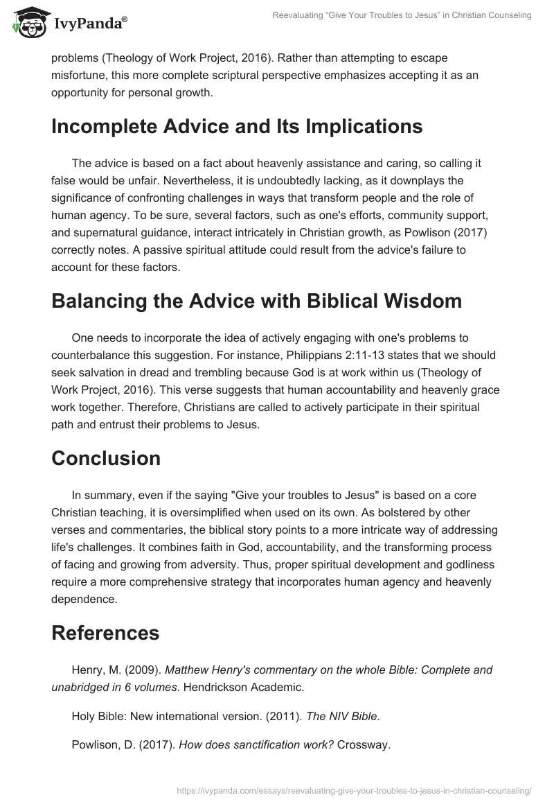 Reevaluating “Give Your Troubles to Jesus” in Christian Counseling. Page 2